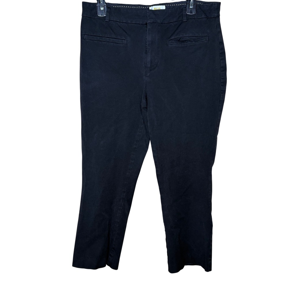 Maeve by Anthropologie Black Straight Leg Ankle Trousers Pants Womens Size 12
